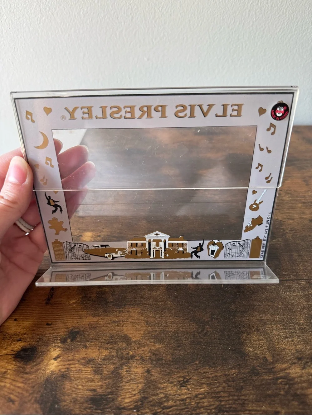 Vintage Elvis Presley Enterprises Graceland Clear Acrylic Picture Frame 4x6 EPE